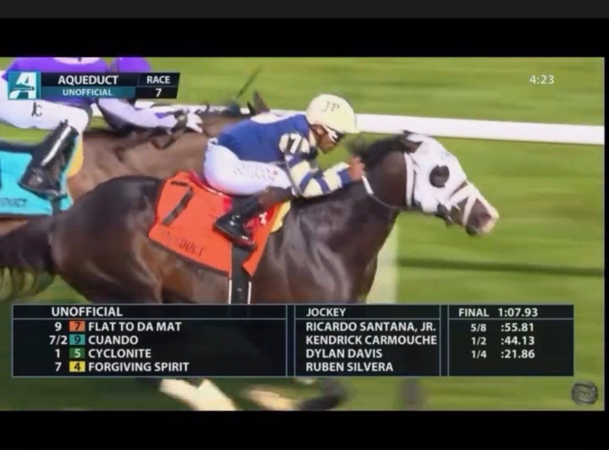 Flat to Da Mat winning at Aqueduct