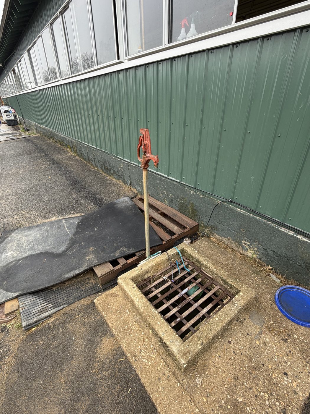 Traditional barn hose and hydrant